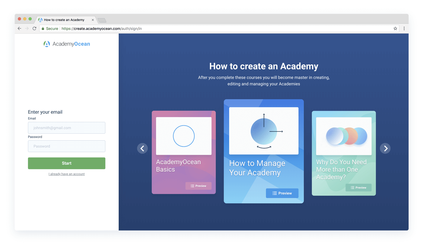Academy about how to create an Academy landing page