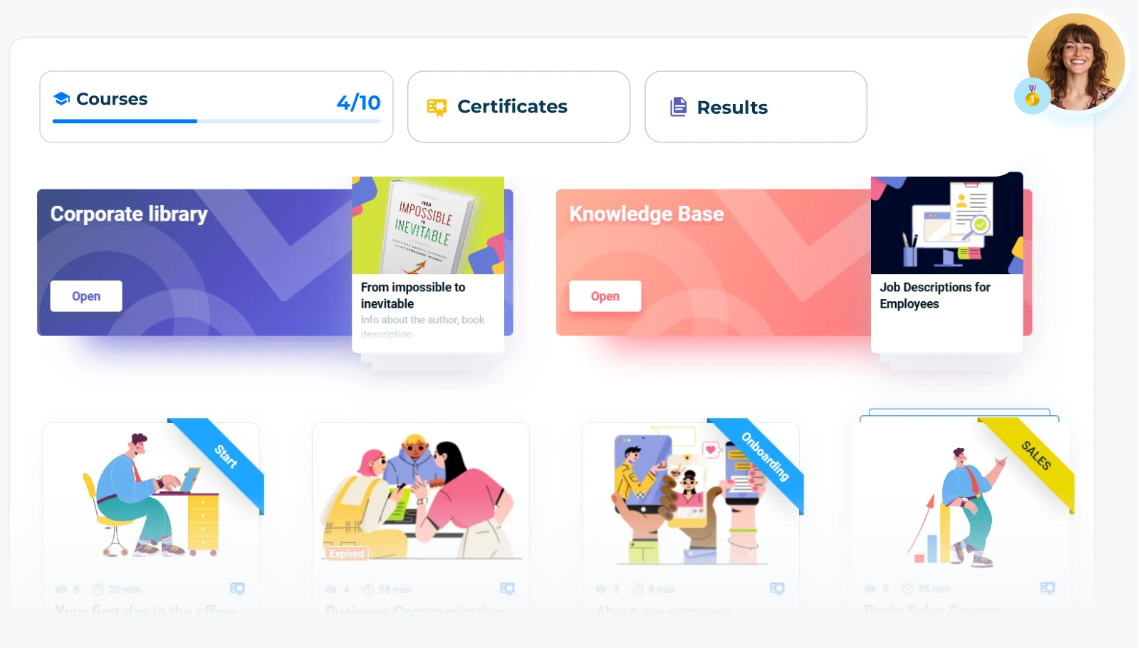 Interactive e learning platforms for employee onboarding with corporate knowledge base and AI support, LMS tool for team development and training