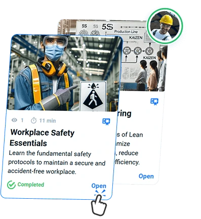 Screenshots of learning courses for the manufacturing industry