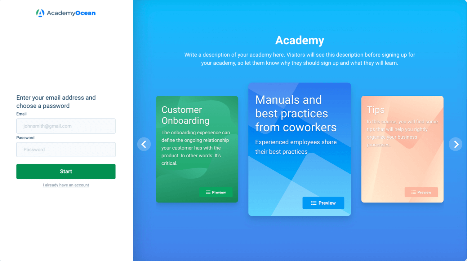 AcademyOcean — Automated Onboarding and Interactive Training