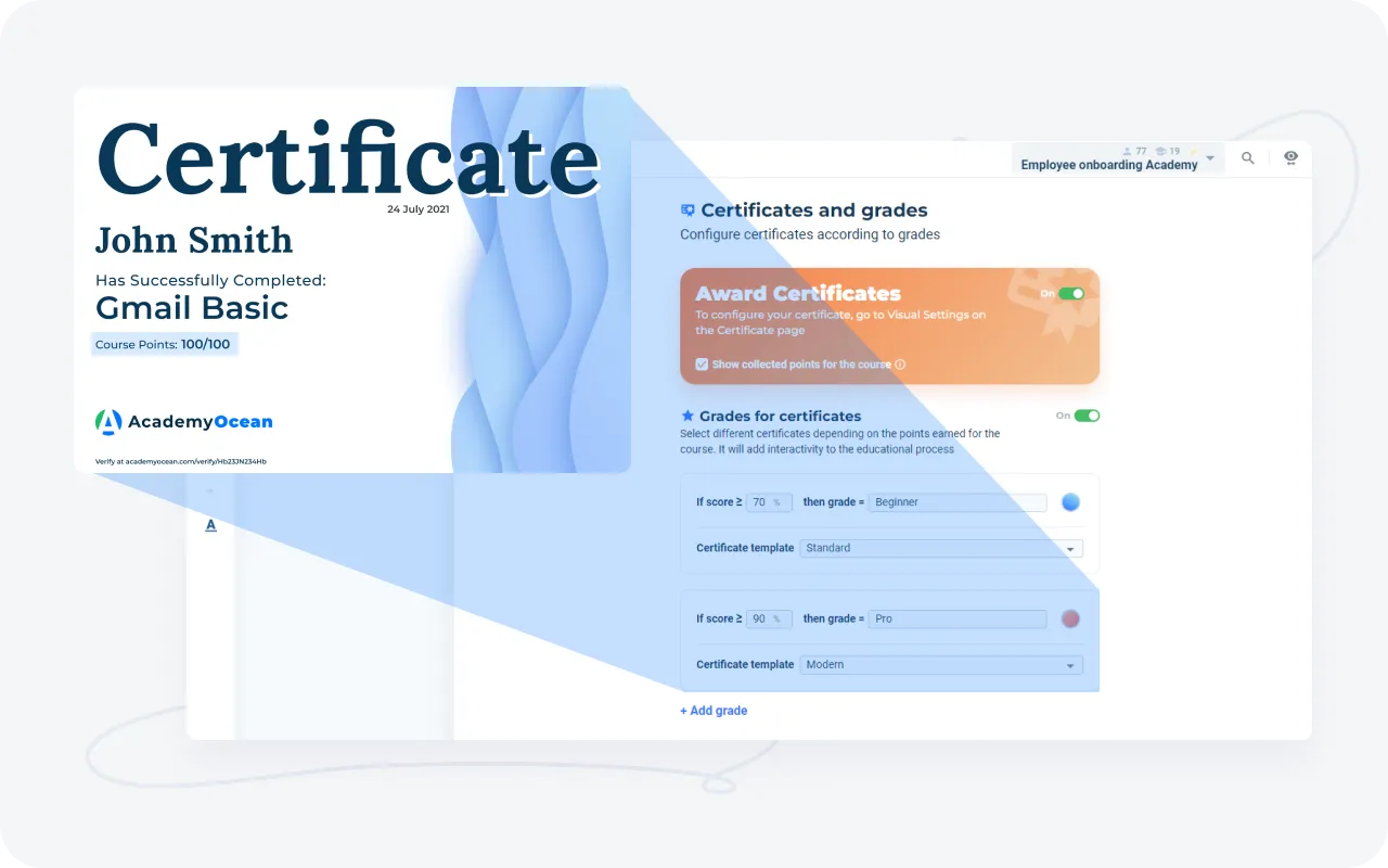 AcademyOcean Grades and scores on the Certificate