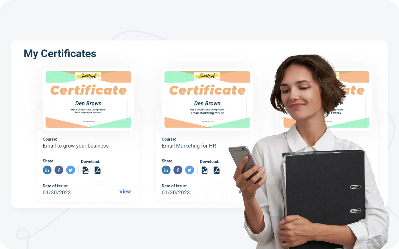 AcademyOcean Certificate's sharing options