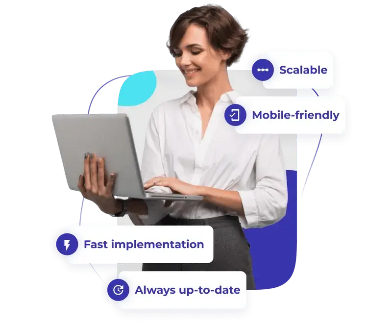 A woman with a laptop using LMS