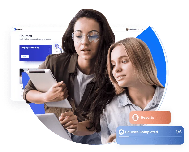 Women looking at available courses on their tablet and laptop