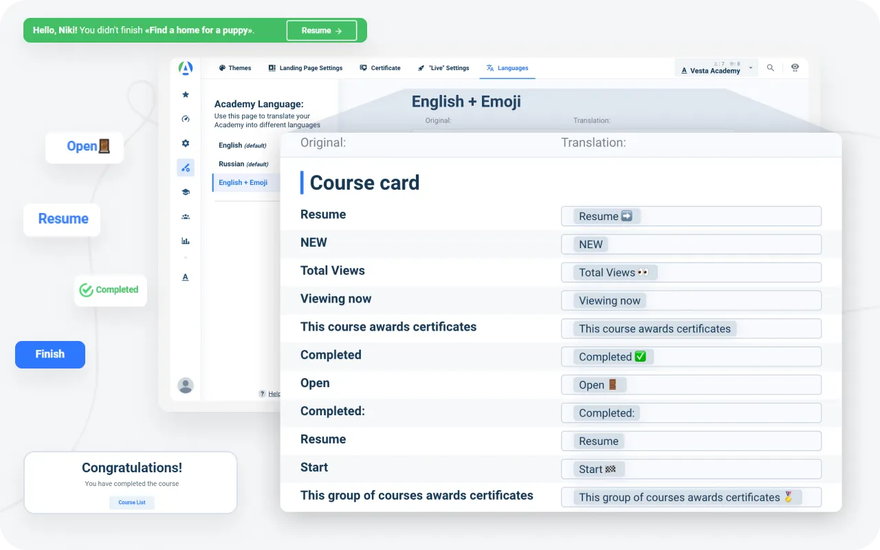 Customize interface of LMS for enterprises from AcademyOcean 