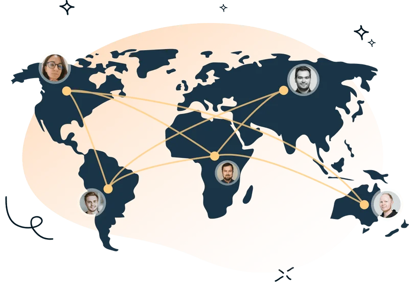 Showing a world map with different franchises on it
