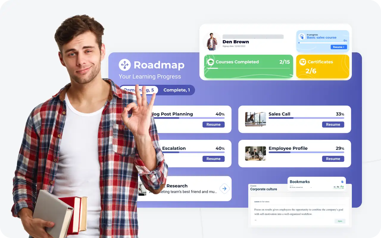 Personalized frontline employee learning path with progress tracking