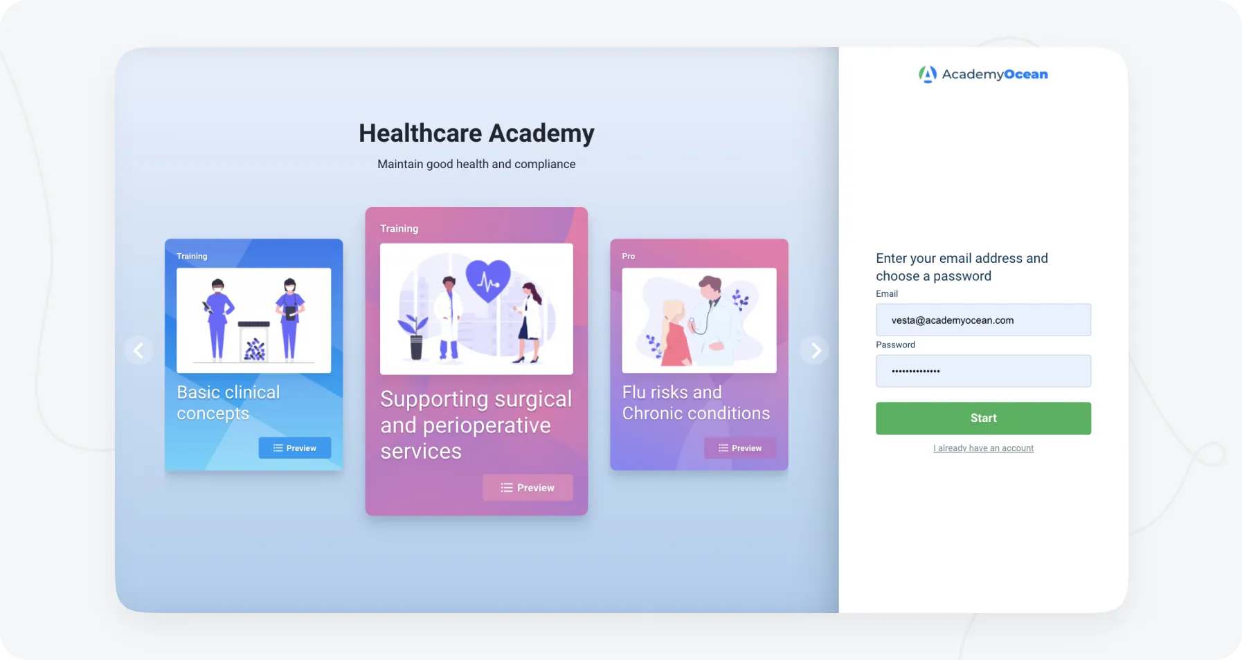 Healthcare academy for online training