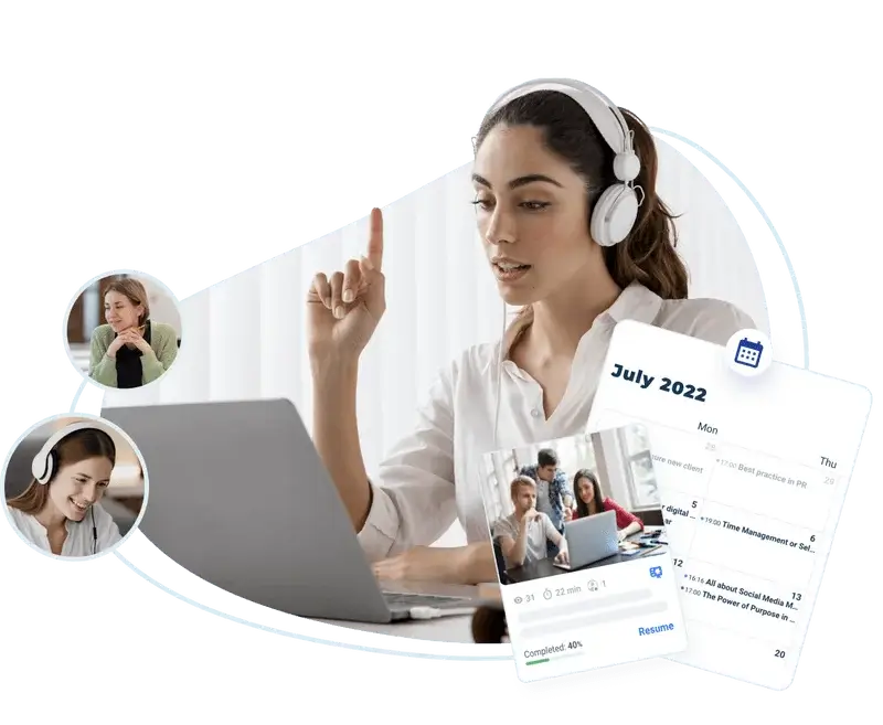 A woman learning via scheduled courses