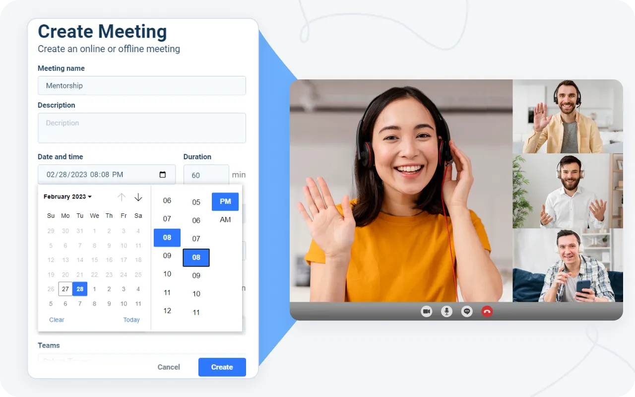 Enable collaboration through workplace lms video meeting creation tools